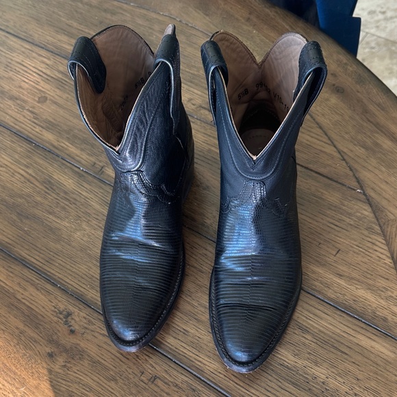 Black Leather Cowboy Boots - Picture 1 of 4